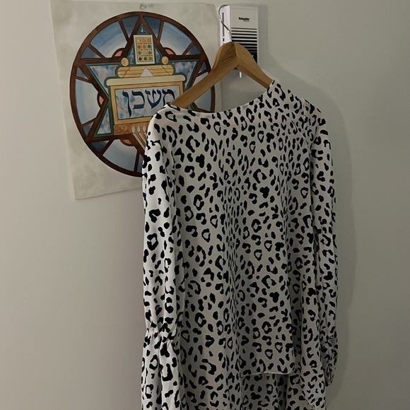 Dress /shirt/tunic statement party piece M-L black white snow leopard :) - Picture 6 of 8